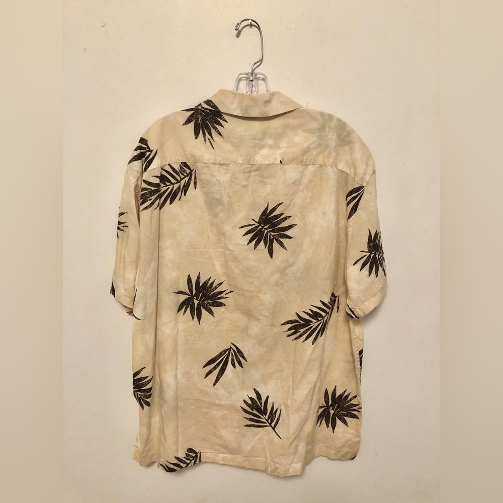Y2k Abercrombie Fitch Hawaiian Button Up Floral Cream Brown Surf shirt size L - Picture 6 of 8